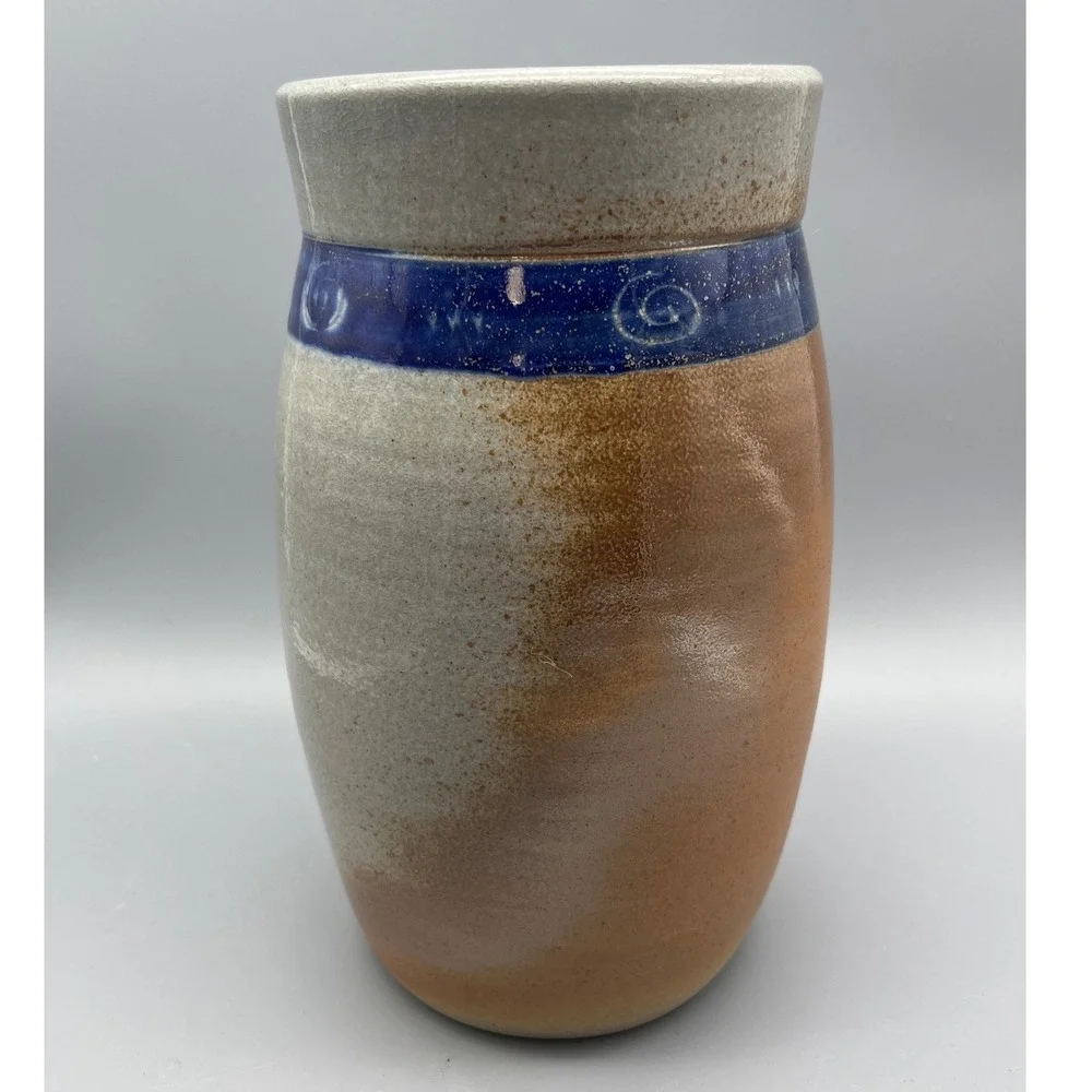 Vintage BUCK Pottery Glazed Stoneware Vase‎ - 8 Inches - Gruene Texas